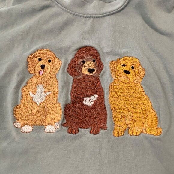 Puppy Dog Golden Retriever Goldendoodle Poodle Embroidery Plaid Set Size 3 Play - Picture 2 of 5